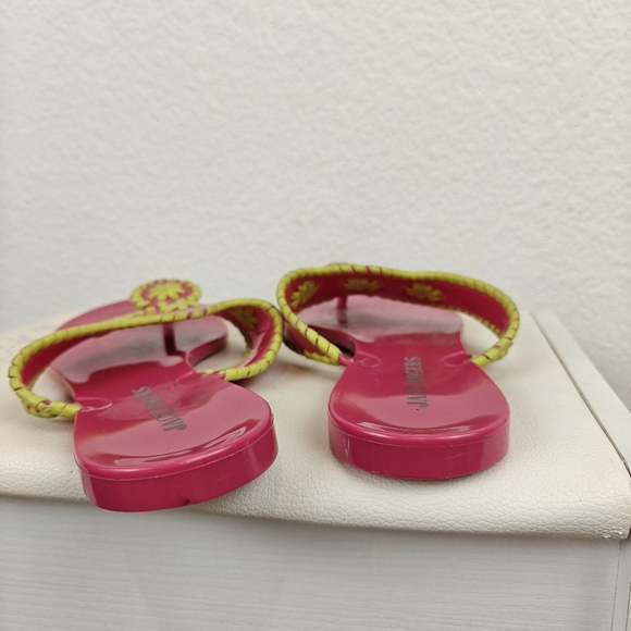 Jack Rogers Neon Pink Green Jelly Slip On Thong Sandals Size 8 Womens - Picture 6 of 8